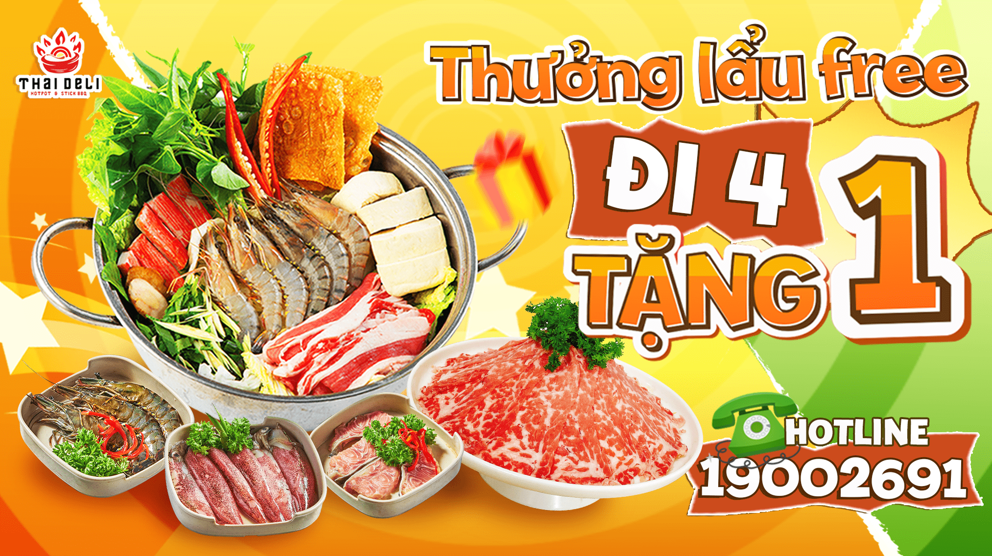 Thưởng lẩu free đi 4 tặng 1
